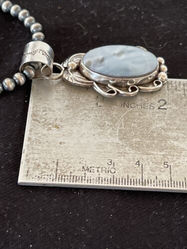 Navajo Blue Larimar Pendant Necklace | Sterling Silver Beads | Authentic Native American Handmade | 01212