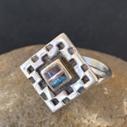 Southwestern Women's Navajo Blue Turquoise Sugilite Inlay Ring | Sz 7.5 | 11283