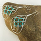 Native American Blue Turquoise Heishi Dangle Earrings | Sterling Silver | 2" | 8878