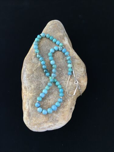 Southwestern Heishi Blue Turquoise Bead Necklace | Sterling Silver | 20" | 10019