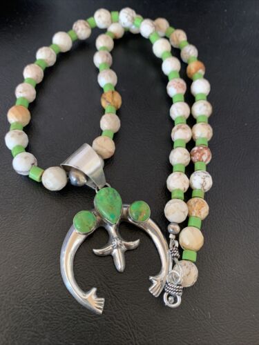 Navajo Green Turquoise Gaspeite Spiny Oyster Necklace NajaPendant | Sterling Silver | 22" | 10525