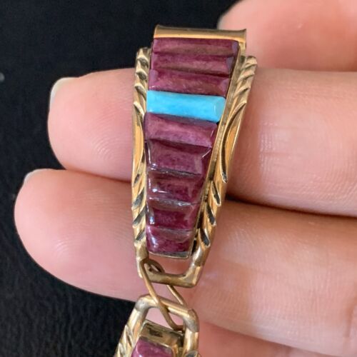 Navajo Turquoise Spiny Oyster Inlay Watch Tips | Sterling Silver & Gold-Filled | Authentic Native American Jewelry | 13727