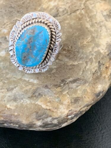 Southwestern Navajo Blue Kingman Turquoise Ring | Sterling Silver | Sz 7 | 12208