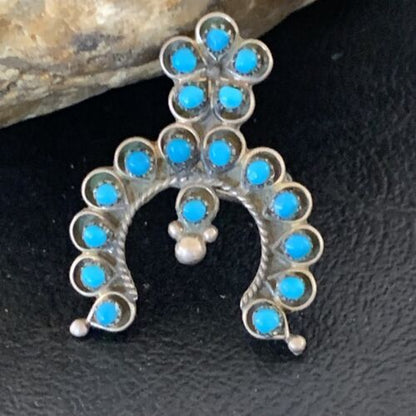 Navajo Zuni Turquoise Pin Pendant | Sterling Silver | Authentic Native American Handmade | 10708