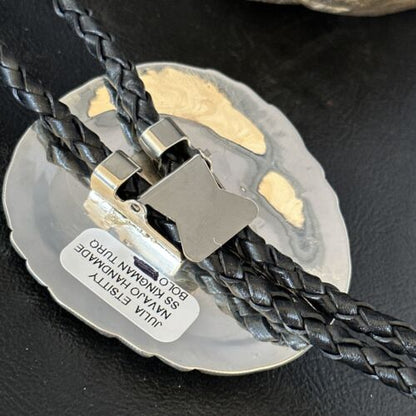Native American Men's Bolo Tie | Blue Kingman Turquoise | Sterling Silver | Navajo Handmade | 14280