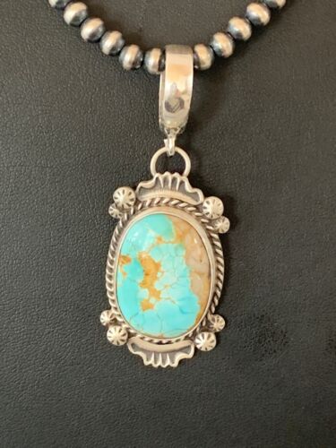 Men's Royston Turquoise Pendant Necklace | Navajo Pearls | Sterling Silver | Authentic Native American | 4302