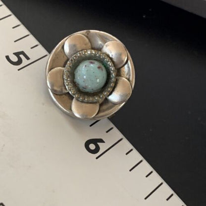Native American Clip-On Earrings Set | Old Pawn Navajo Sterling Silver Blue Turquoise | 13021 - Masha USA