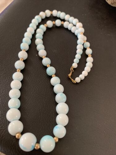 Navajo Blue Opal Necklace with Graduated Gold-Filled Beads | Authentic Native American Jewelry | 20" | 02046