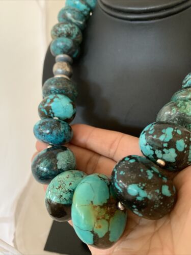 Authentic Native American Navajo Pearls Graduated Necklace | Sterling Silver & Turquoise | 20" | 1923