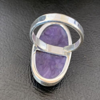 Navajo Purple Charoite Ring | Sterling Silver | Sz 8 Adjustable | Authentic Native American Handmade | 10528