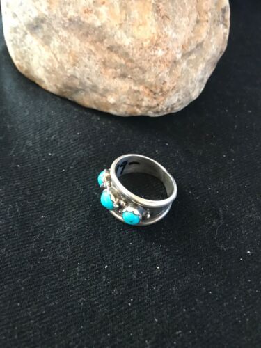 Navajo Kingman Turquoise Multi-Stone Ring | Authentic Native American Sterling Silver | Sz 11.5 | 8201