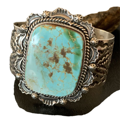 Native American Men's Navajo Royston Turquoise Cuff Bracelet | Sterling Silver | 1414