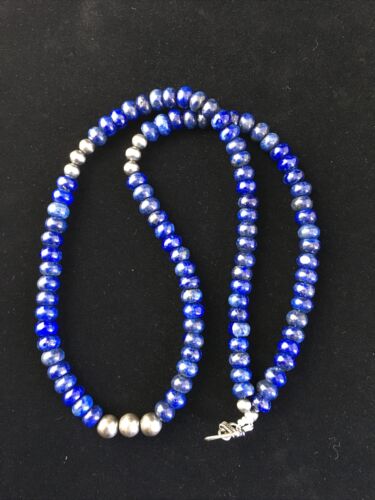 Native American Lapis Lazuli Strand Necklace | Sterling Silver | Men's 22" | 1739