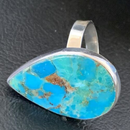 Navajo Blue Kingman Turquoise Ring | Sterling Silver | Sz 8 | Authentic Native American Handmade | 12792