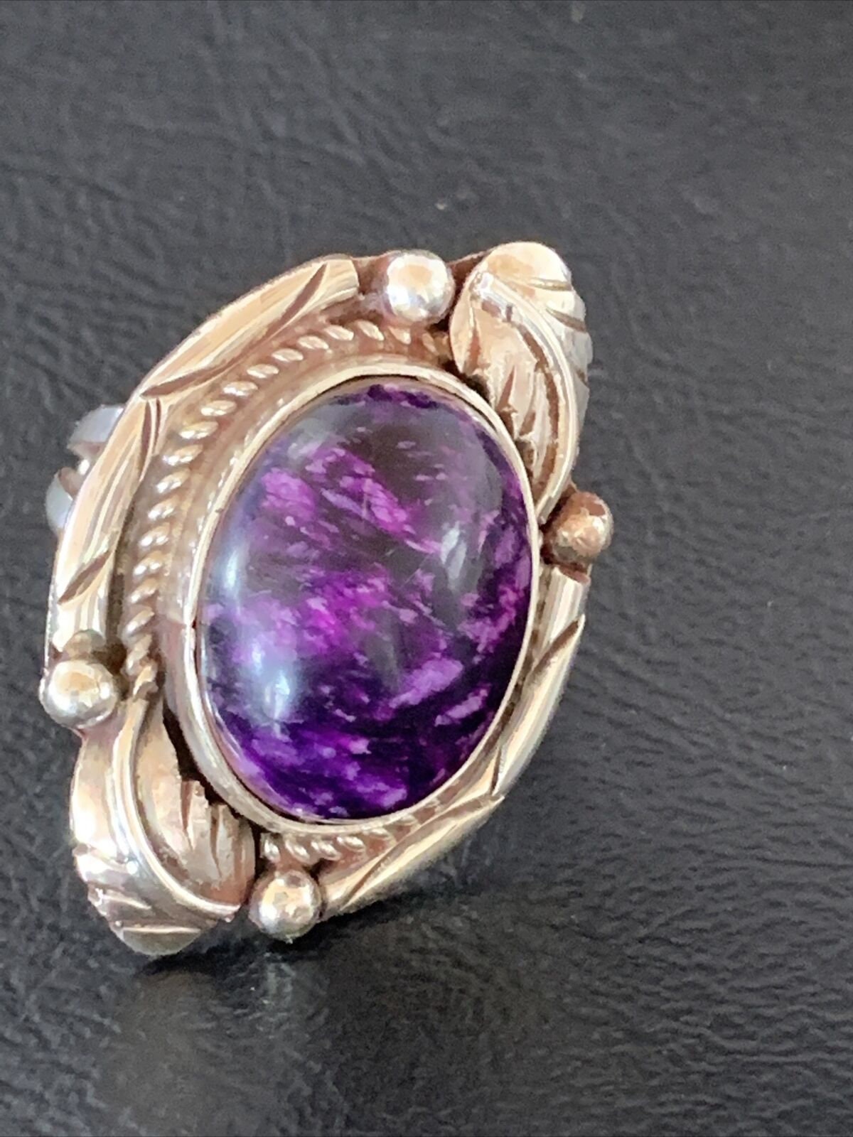 Navajo Purple Sugilite Ring | Sterling Silver | Sz 7.5 | Authentic Native American Handmade | 10440