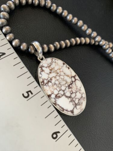 Men's Navajo Wild Horse Turquoise Pendant Necklace | Sterling Silver | Authentic Native American Handmade | 12814