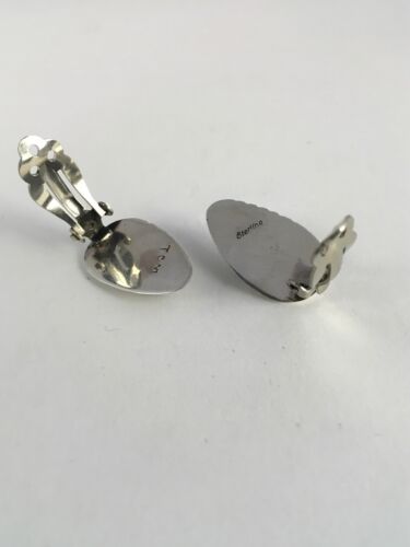 Navajo Blue Turquoise Clip-On Earrings | Sterling Silver | Authentic Native American Handmade | 8864