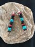 Navajo Sterling Silver Turquoise Onyx Coral Earrings | Southwestern Native American | 8334