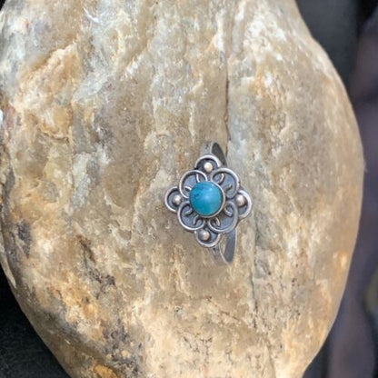 Southwestern Old Pawn Navajo Blue Turquoise Ring | Sterling Silver | Sz 7 | 10875