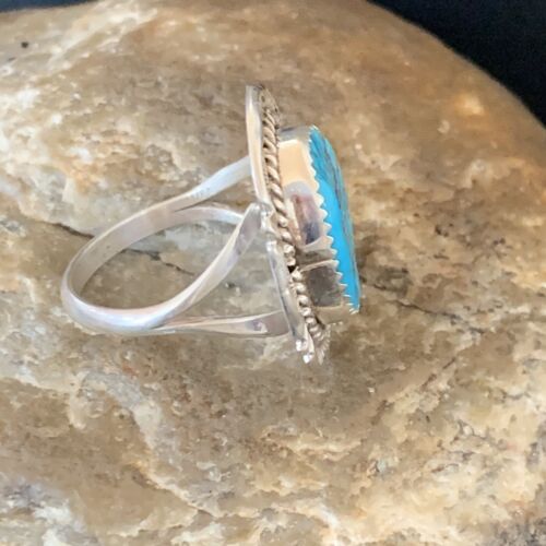 Southwestern Navajo Blue Kingman Turquoise Ring | Sterling Silver | Sz 9 | 12954
