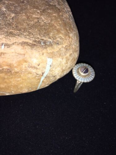 Navajo Women's Black Onyx & Tiger's Eye Pearl Ring | Authentic Native American Sterling Silver | Multi-Stone | Sz 6 | 1740