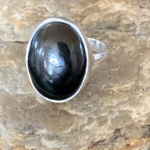 US Native American Navajo Handmade Sterling Silver Black Onyx Ring Sz 7 11619