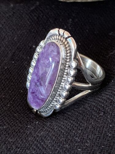 Native American Navajo Purple Charoite Ring | Sterling Silver | Sz 9 | 1453