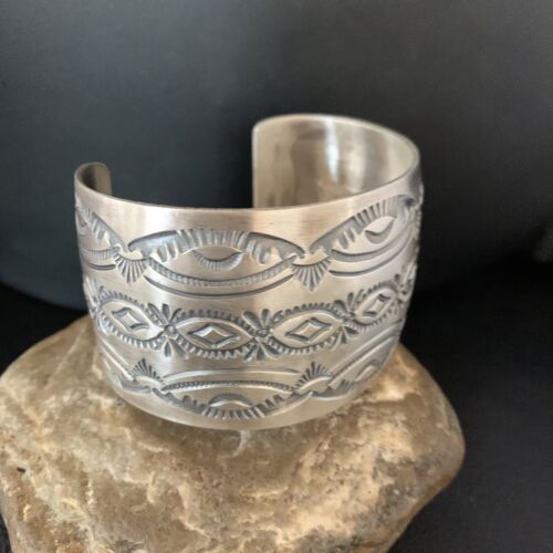 Navajo Stamped Cuff Bracelet | Sterling Silver | Authentic Native American Handmade | 14124