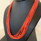 Navajo Red Stabilized Coral Heishi Necklace | 10 Strand Sterling Silver | 20" | 760