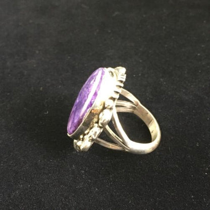 Native American Navajo Purple Charoite Ring | Sterling Silver | Sz 9 | 10109