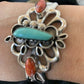 Men's Navajo Kingman Turquoise & Spiny Oyster Bracelet | Sterling Silver | Authentic Native American Handmade | 01031