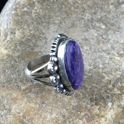 Native American Navajo Purple Charoite Ring | Sterling Silver | Sz 9 | 10109