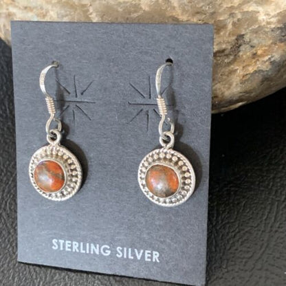 Navajo Spiny Oyster Earrings | Sterling Silver | Minimalist Native American Handmade | 12831