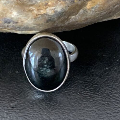 Native American Navajo Handmade Sterling Silver Black Onyx Ring | Sz 8 | 11726 - Masha USA