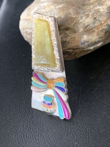 Navajo Turquoise Spiny Sugilite Multi-Color Inlay Pendant | Sterling Silver | Native American Handmade | 13768