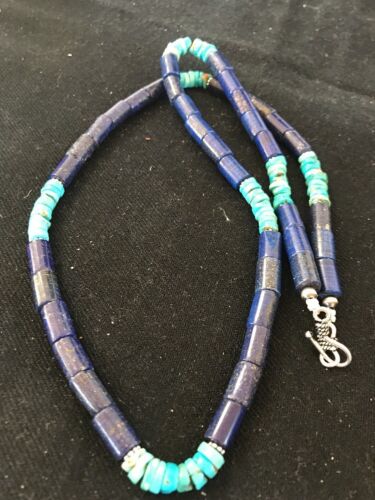 Navajo Lapis Turquoise Men's Necklace | Sterling Silver | 23" | Southwestern Handmade