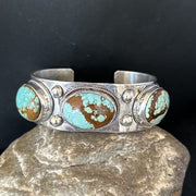Native American Men's Navajo Blue #8 Turquoise Cuff Bracelet | Sterling Silver | 14441