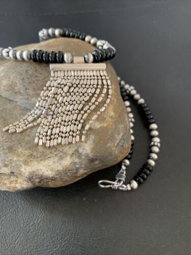 Women's Black Onyx Sterling Silver Pendant Necklace | Southwestern Jewelry | 18" | 02148