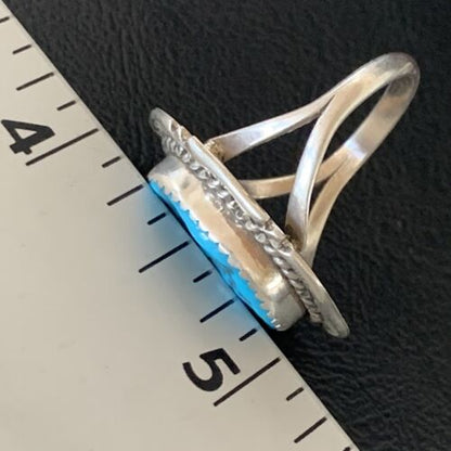 Navajo Blue Kingman Turquoise Ring | Sterling Silver | Sz 9 | 12953