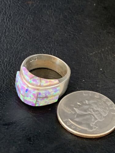 Navajo Pink Opal Inlay Band Ring | Sz 6.5 | Authentic Native American Handmade | 14161