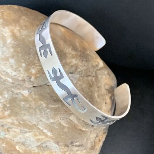 Navajo Gecko Lizard Stamped Cuff Bracelet | Sterling Silver | Authentic Native American Handmade | 12827