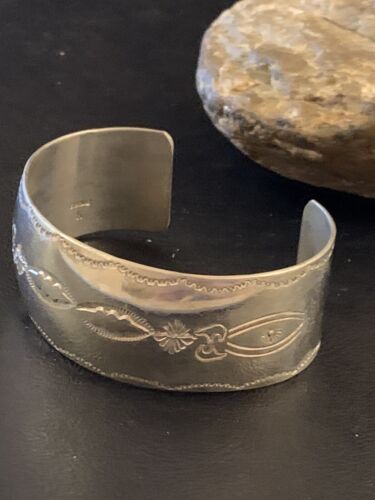 Navajo Sterling Silver Stamped Cuff Bracelet | Authentic Native American Handmade | 12824