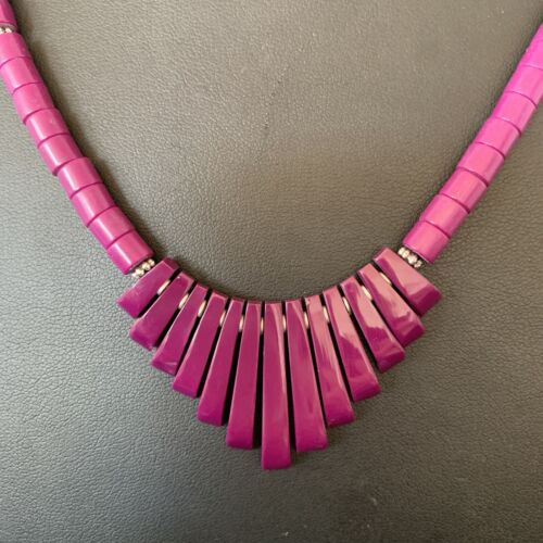 Navajo Purple Sugilite Heishi Necklace | Sterling Silver Tube Fan | 20" | Authentic Native American Handmade | 10472