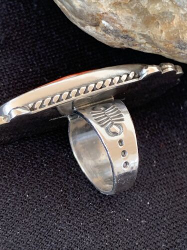 Navajo Red Spiny Oyster Ring | Sterling Silver | Sz 6.5 | Authentic Native American Handmade | 1005