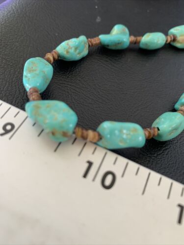Navajo Pearls Nugget Blue Turquoise Necklace | Sterling Silver Shell | 26" | Authentic Native American Handmade | 12541