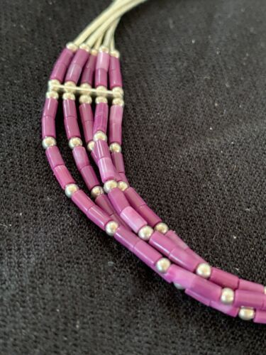 Navajo Purple Sugilite Heishi Bracelet | Sterling Silver | 5-Strand | 7" | Authentic Native American Handmade | 13604
