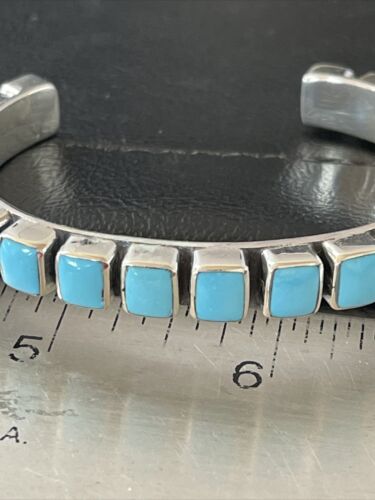 Sleeping Beauty Blue Turquoise Cuff Bracelet |  Sterling Silver | Authentic Native American Handmade | 1558