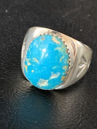 Navajo Blue Kingman Turquoise Ring | Sterling Silver | Sz 10 | Authentic Native American Handmade | 14150