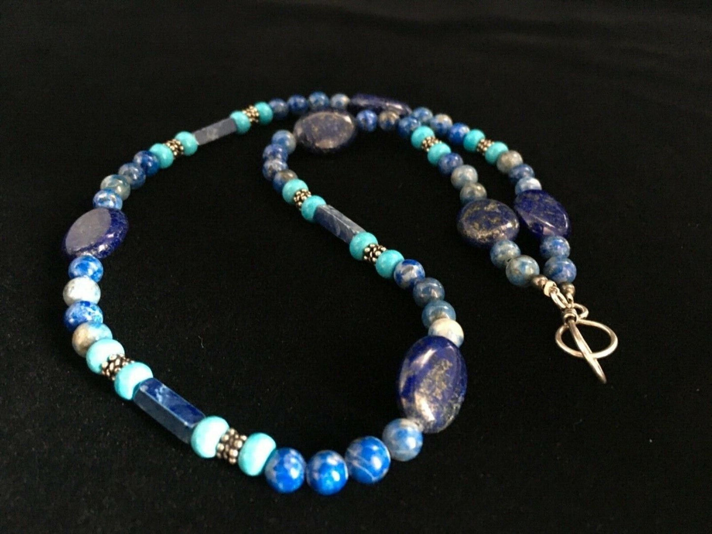 Native American Men's Navajo Lapis Lazuli Turquoise Necklace | Sterling Silver | 18" | 1726