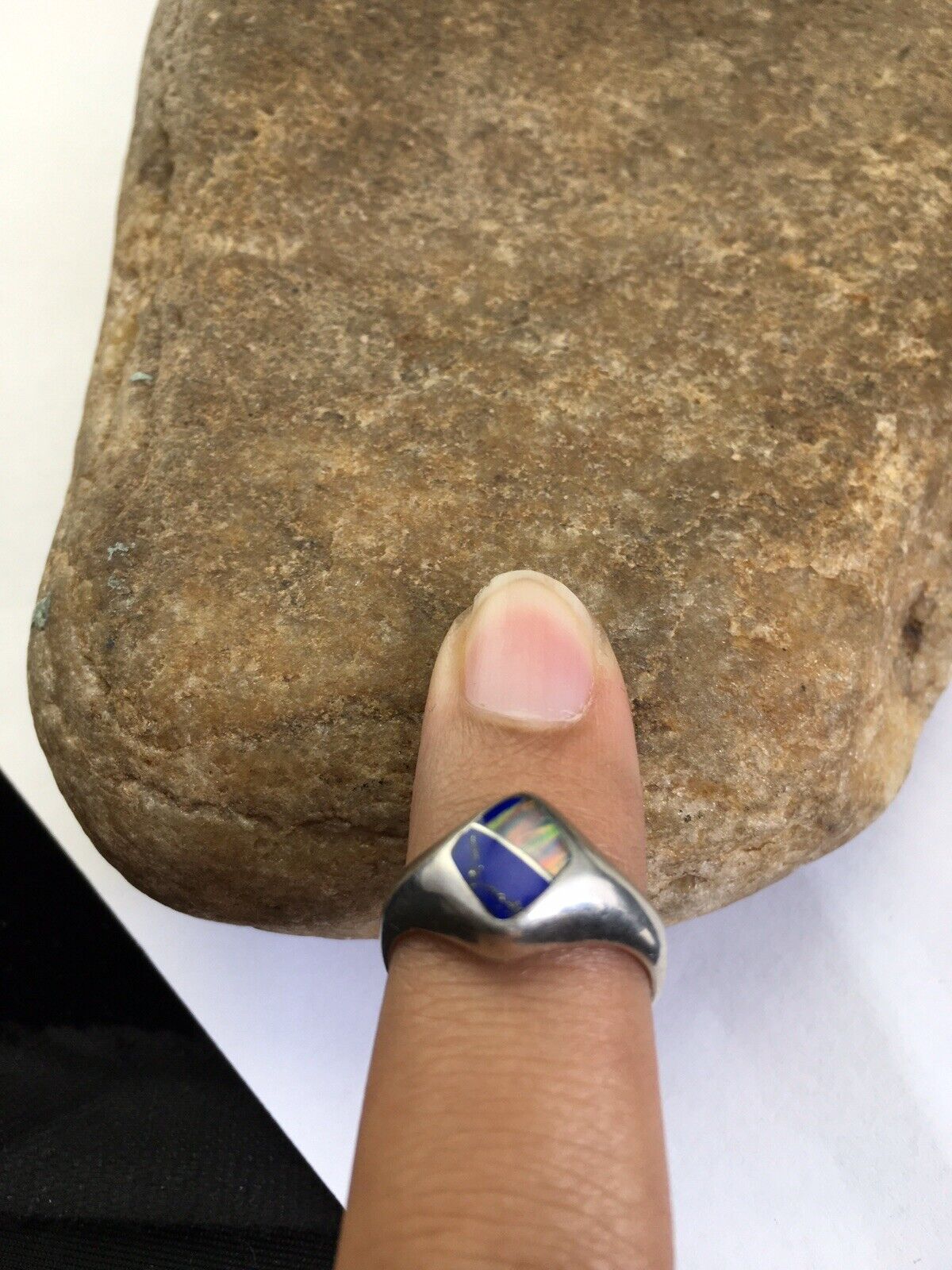 Southwestern Navajo Opal & Turquoise Inlay Ring | Sterling Silver | Sz 6 | 1711